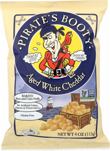Pirate's Booty Aged White Cheddar Baked Rice & Corn Puffs Perspective: front