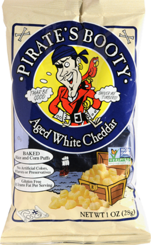 Pirate's Booty® Aged White Cheddar Baked Rice & Corn Puffs Perspective: front