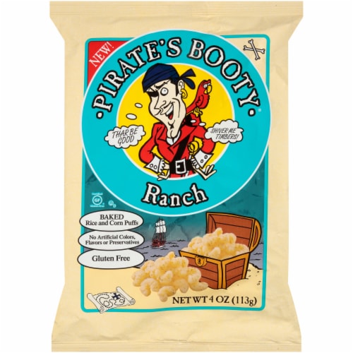 Pirate's Booty Ranch Baked Rice & Corn Puffs Perspective: front