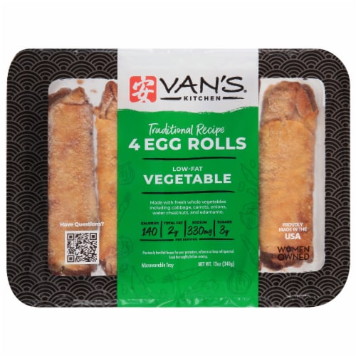 Van's Low Fat Vegetable Egg Rolls with Sweet & Sour Sauce Perspective: front