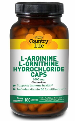 Country Life  L-Arginine L-Ornithine Hydrochloride Caps Perspective: front