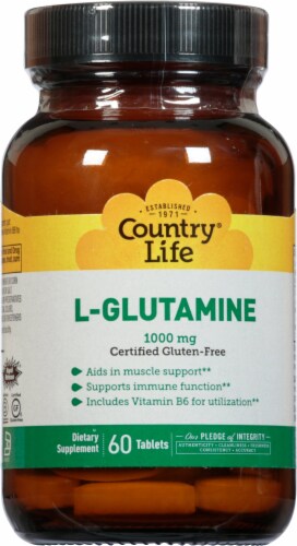 Country Life L-Glutamine Tablets 1000 mg Perspective: front