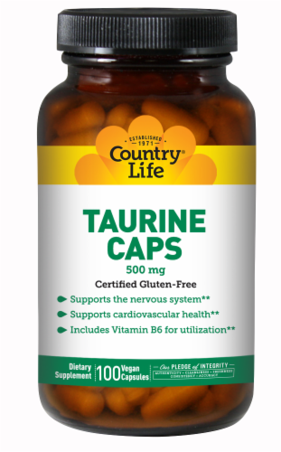 Country Life® Taurine Vegan Capsules 500 mg Perspective: front