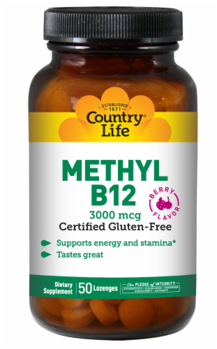 Country Life Berry Flavor Methyl B-12 Lozenges Perspective: front