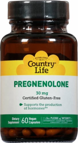 Country Life Pregnenolone Capsules 30 mg Perspective: front