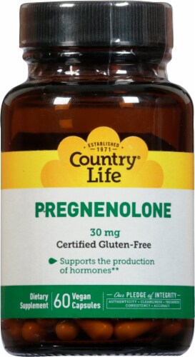 Country Life Pregnenolone Capsules 30 mg Perspective: front