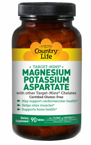 Country Life Target-Mins Magnesium Potassium Aspartate Tablets Perspective: front
