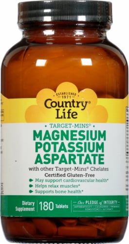 Country Life® Magnesium Potassium & Aspartate Thin Tablets Perspective: front