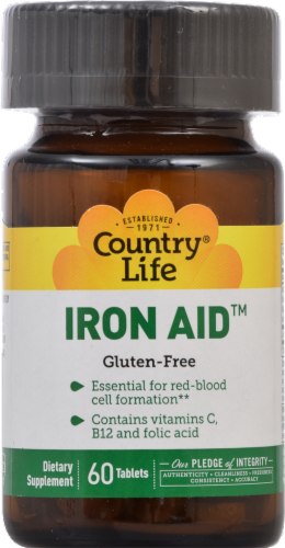 Country Life Iron Aid 15 mg Gluten Free Tablets Perspective: front
