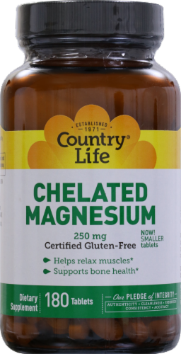 Country Life Chelated Magnesium 250 mg Tablets Perspective: front