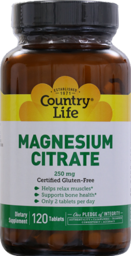 Country Life Magnesium Citrate 250 mg Tablets Perspective: front