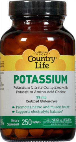 Country Life Potassium Tablets 99mg Perspective: front