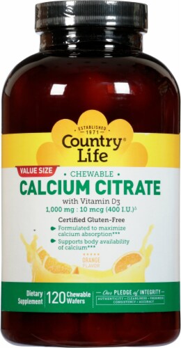 Country Life  Chewable Calcium Citrate with Vitamin D3   Orange Perspective: front