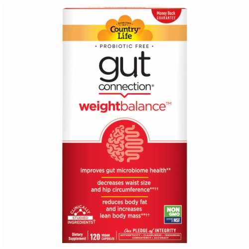Country Life Gut Connection Weight Balance Dietary Supplement Vegan Capsules Perspective: front