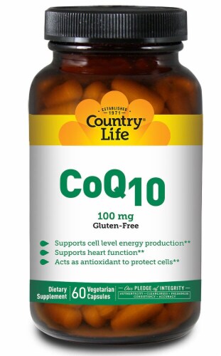 Country Life CoQ10 Vegetarian Capsules 100 mg Perspective: front