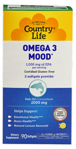 Country Life Omega-3 Mood 1000 mg Softgels Perspective: front