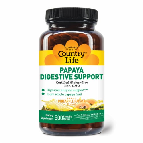 Country Life® Digestive Support Pineapple Papaya Chewable Wafers Perspective: front
