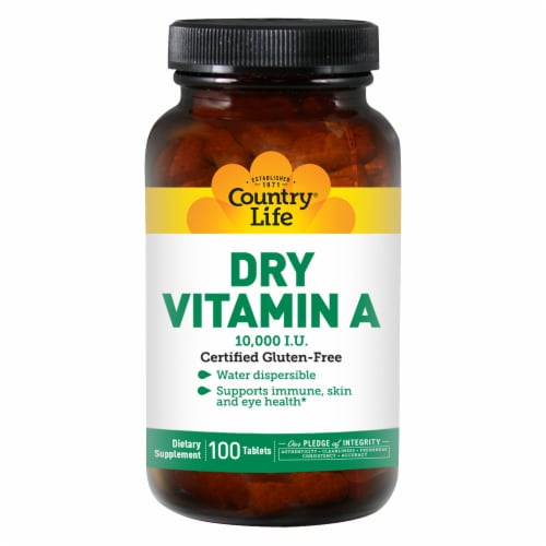 Country Life 10000 I.U. Dry Vitamin A Tablets Perspective: front