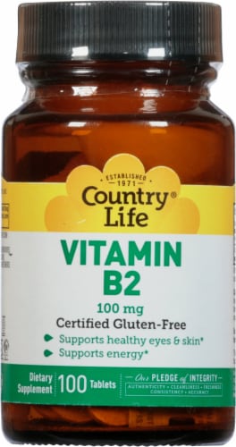 Country Life Vitamin B2 Tablets 100mg 100 Count Perspective: front