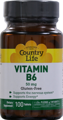 Country Life Vitamin B6 Tablets 50mg Perspective: front