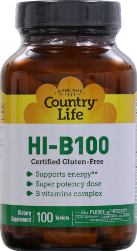 Country Life Hi-B100 Complex Tablets 100 Count Perspective: front