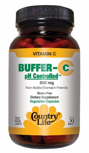 Country Life Buffer-C pH Controlled Capsules 500 mg 60 Count Perspective: front