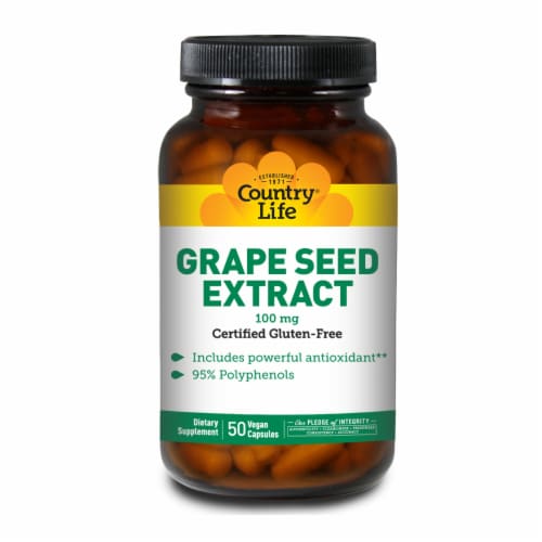 Country Life® Grape Seed Extract Vegan Capsules 100mg Perspective: front