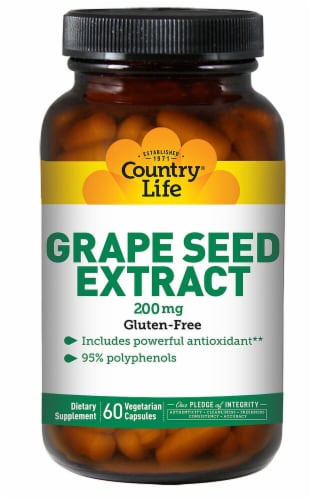 Country Life Grape Seed Extract Capsules 200 mg Perspective: front