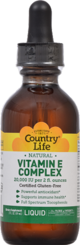 Country Life Natural Vitamin E Complex Liquid Supplement Perspective: front