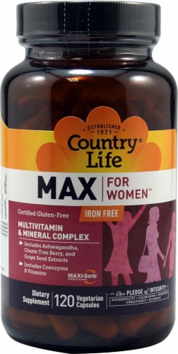 Country Life  Max for Women Iron Free  Multivitamin Perspective: front