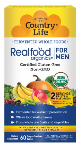 Realfood Organics Men's Daily Nutrition Tablets Perspective: front