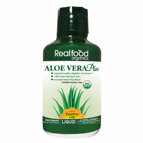 Country Life Realfood Organics Liquid Aloe Vera Perspective: front