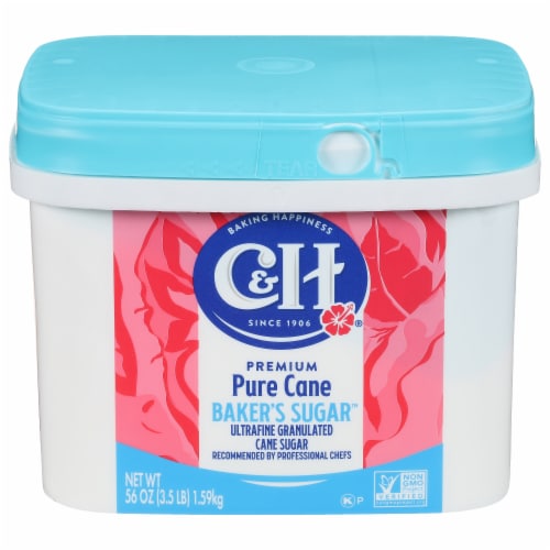 C&H Pure Cane Ultrafine Granulated Baker's Sugar Tub Perspective: front