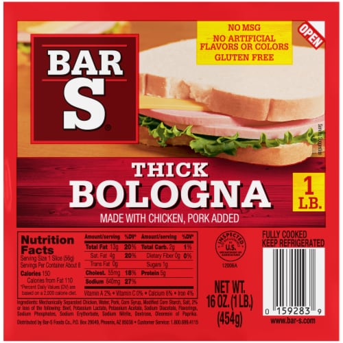 Thick Bologna Sliced Deli-Style Lunch Meat Perspective: front