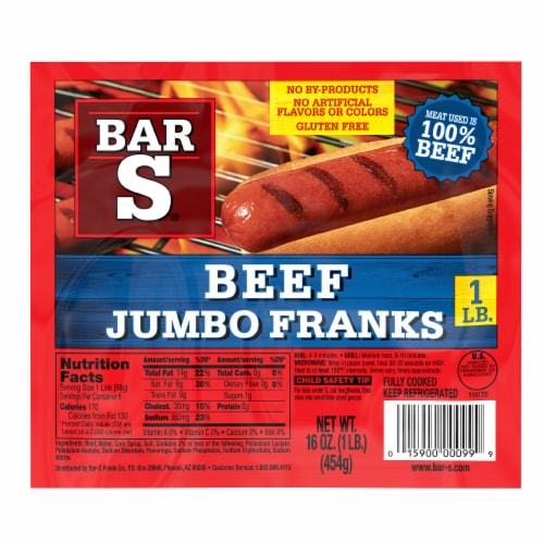 Beef Jumbo Franks Hot Dogs Perspective: front