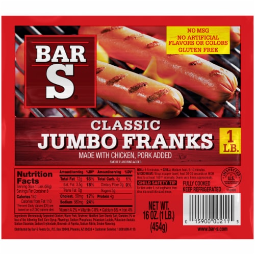 Classic Jumbo Franks Hot Dogs Perspective: front