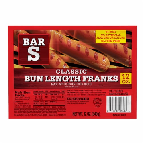 Classic Bun Length Franks Hot Dogs Perspective: front