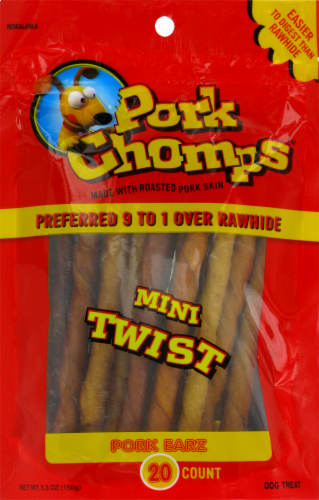Pork Chomps Roasted Pork Skin Mini Twists Perspective: front