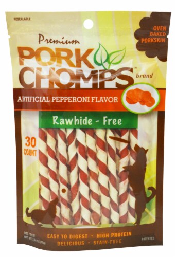 Pork Chomps Pepperoni Flavor Mini Twist Dog Treats Perspective: front