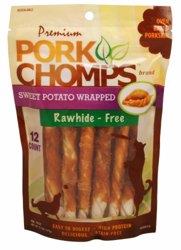 Pork Chomps Sweet Potato Wrapped Dog Treats Perspective: front
