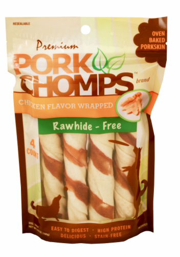 Pork Chomps Chicken Flavor Wrapped (Rawhide-Free) Dog Treats Perspective: front