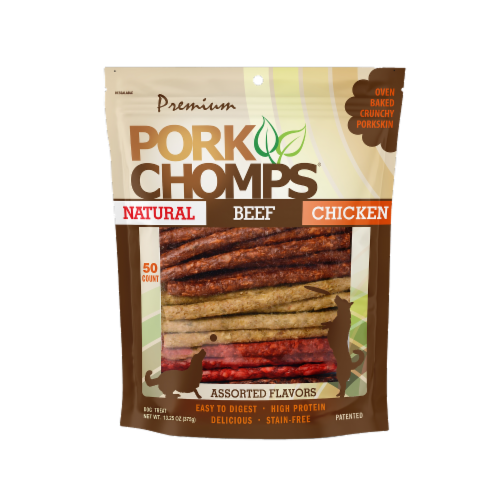 Pork Chomps® Assorted Flavors Dog Treat Twists Perspective: front