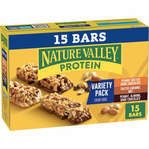Nature Valley Variety Pack Chewy Protein Granola Bars Lunch Box Snacks Perspective: front