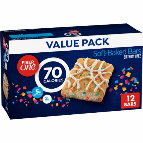 Fiber One Soft Baked Birthday Cake Energy Bars Perspective: front