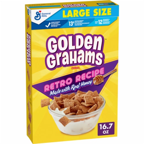 General Mills Golden Grahams Retro Recipe Large Size Cereal Perspective: front