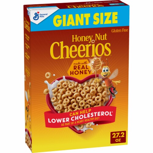 General Mills Honey Nut Cheerios Heart Healthy Breakfast Cereal Giant Size Perspective: front