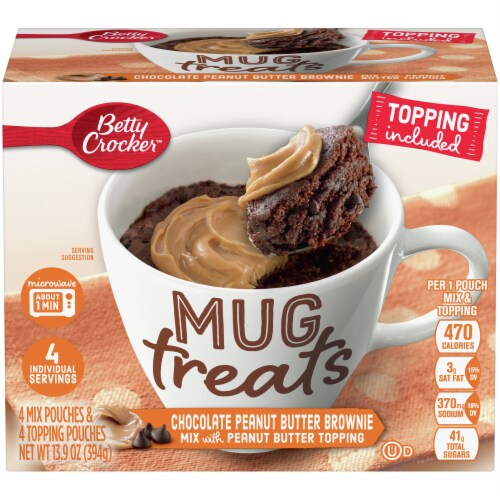 Betty Crocker Chocolate Peanut Butter Brownie Mug Treat Mix Pouches, 4 ct / 13.9 oz Smith's Food and Drug