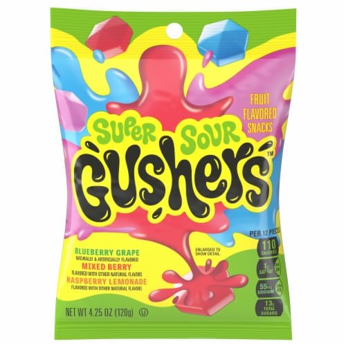 Super Sour Gushers™ Berry Fruit Flavored Snacks Perspective: front