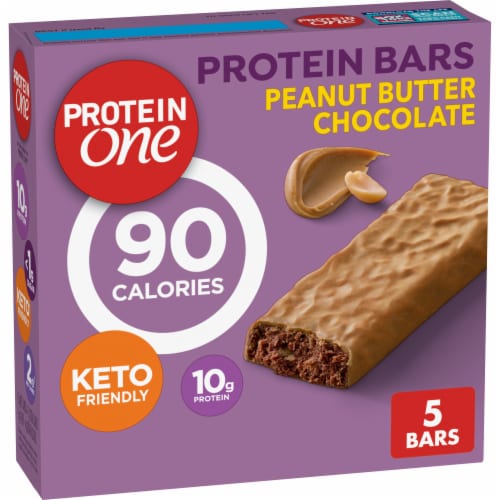 Protein One 90 Calorie Peanut Butter Chocolate Fudge Keto Friendly Protein Bars Perspective: front