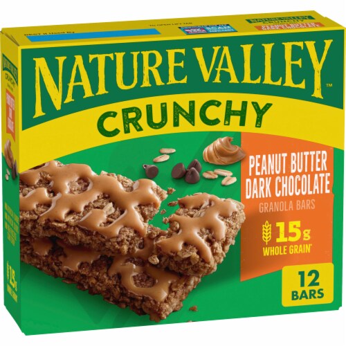 Nature Valley Whole Grain Peanut Butter Dark Chocolate Crunchy Granola Bars Snacks Perspective: front
